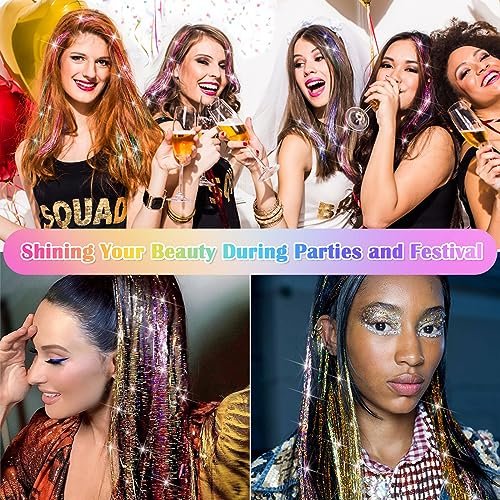 6000 Strands Hair Tinsel Kit in 20 Colors - Glitter Fairy Hair Extensions, Heat-Resistant Tinsel Tool for Shiny Party Hair Accessories Avelisse
