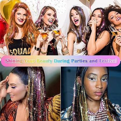 6000 Strands Hair Tinsel Kit in 20 Colors - Glitter Fairy Hair Extensions, Heat-Resistant Tinsel Tool for Shiny Party Hair Accessories Avelisse
