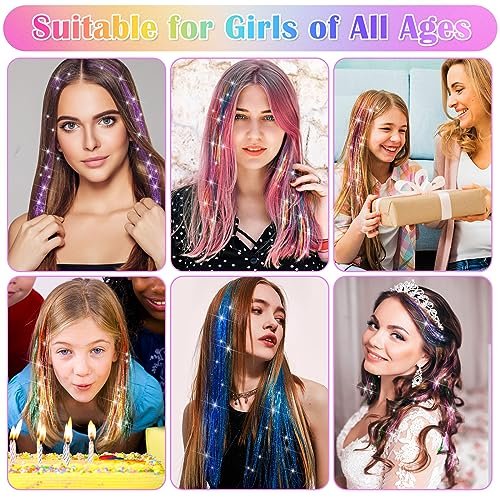 6000 Strands Hair Tinsel Kit in 20 Colors - Glitter Fairy Hair Extensions, Heat-Resistant Tinsel Tool for Shiny Party Hair Accessories Avelisse