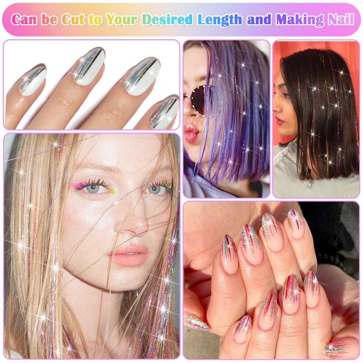 6000 Strands Hair Tinsel Kit in 20 Colors - Glitter Fairy Hair Extensions, Heat-Resistant Tinsel Tool for Shiny Party Hair Accessories Avelisse