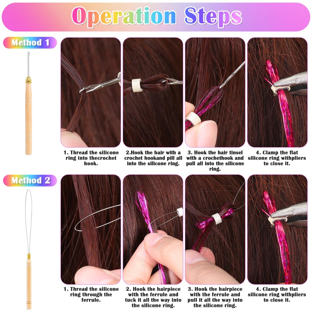 6000 Strands Hair Tinsel Kit in 20 Colors - Glitter Fairy Hair Extensions, Heat-Resistant Tinsel Tool for Shiny Party Hair Accessories Avelisse