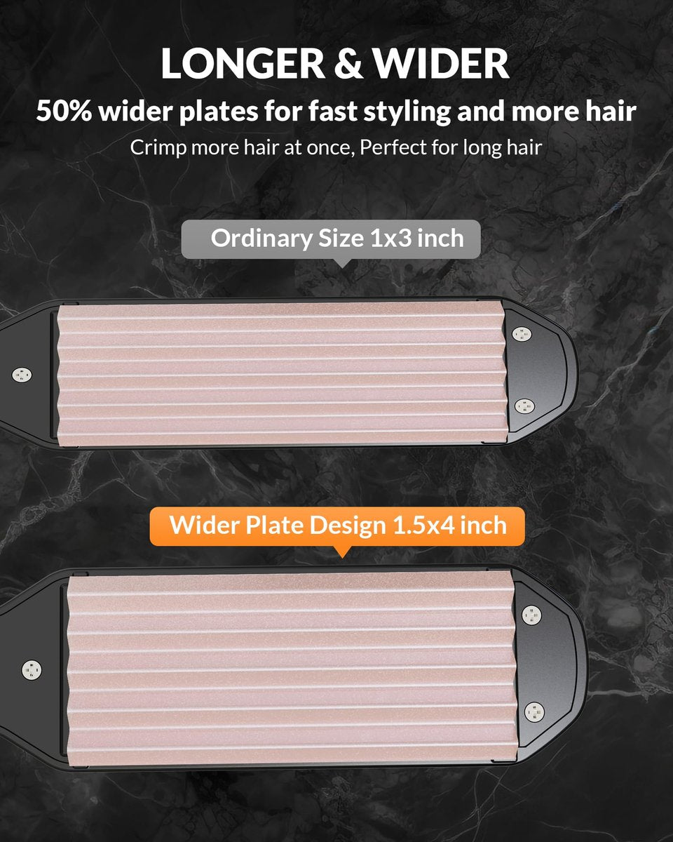 Dmriektu Hair Crimper for Volumizing Fluffy Hairstyle, Ceramic Plates, Dual Voltage, Auto Off Avelisse