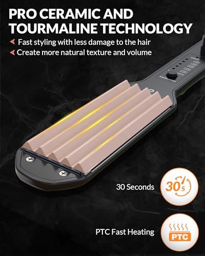 Dmriektu Hair Crimper for Volumizing Fluffy Hairstyle, Ceramic Plates, Dual Voltage, Auto Off Avelisse