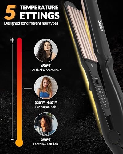 Dmriektu Hair Crimper for Volumizing Fluffy Hairstyle, Ceramic Plates, Dual Voltage, Auto Off Avelisse