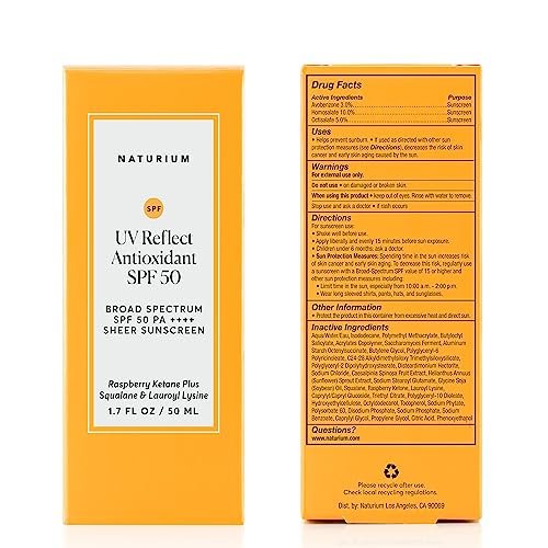 Naturium UV Reflect Antioxidant Broad Spectrum SPF 50 PA ++++ Sheer Sunscreen - Lightweight Face & Skin Protector with Soft Matte Finish, 1.7 oz Avelisse