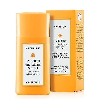 Naturium UV Reflect Antioxidant Broad Spectrum SPF 50 PA ++++ Sheer Sunscreen - Lightweight Face & Skin Protector with Soft Matte Finish, 1.7 oz Avelisse