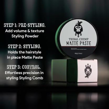 Tribal Chimp Matte Hair Styling Paste for Men – Medium to Strong Hold, Matte Finish, 80g Avelisse