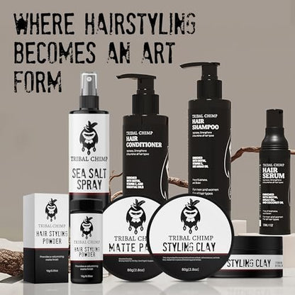 Tribal Chimp Hair Styling Clay – Super Strong Hold Matte Clay for Men & Women, Non-Sticky, Textured, Instant Volume & Thickening, Ideal for All Hair Types, Citrus Scent, 80g Avelisse