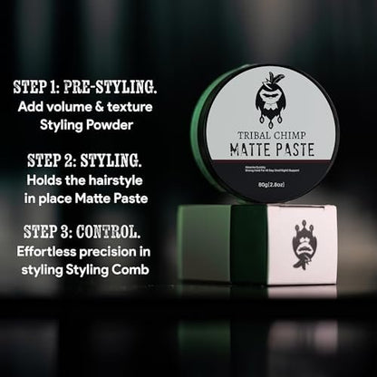 Tribal Chimp Matte Hair Styling Paste for Men – Medium to Strong Hold, Matte Finish, 80g Avelisse