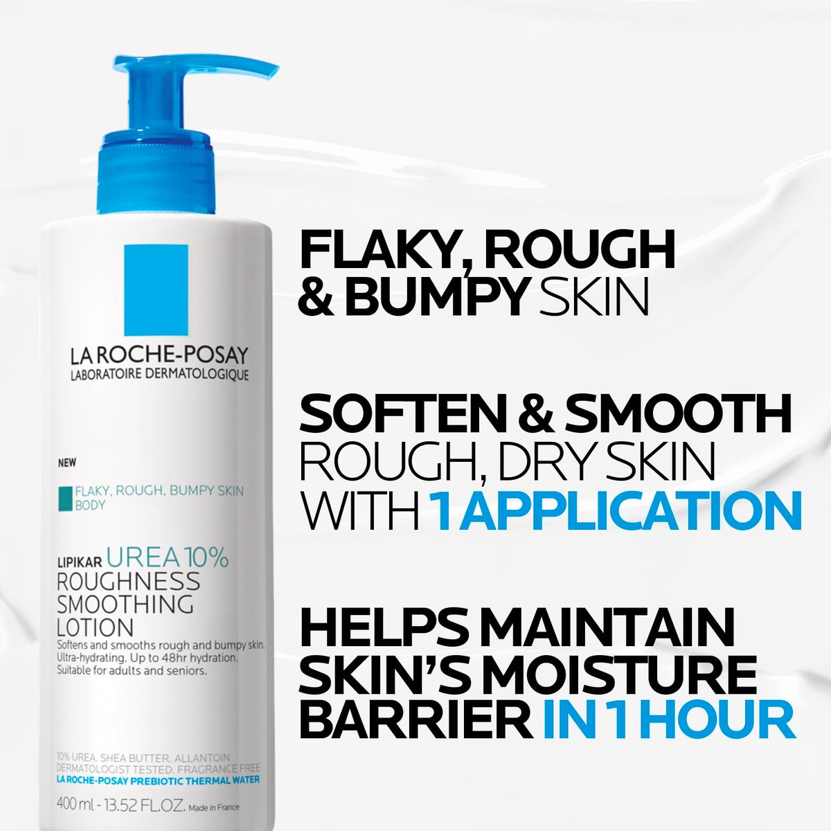 La Roche-Posay Lipikar Urea 10% Roughness Smoothing Lotion – Body Lotion for Dry, Rough & Bumpy Skin with 10% Urea + Shea Butter + Allantoin – 13.5 Fl Oz - görsel 7