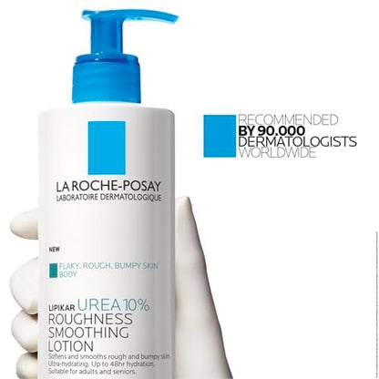 La Roche-Posay Lipikar Urea 10% Roughness Smoothing Lotion – Body Lotion for Dry, Rough & Bumpy Skin with 10% Urea + Shea Butter + Allantoin – 13.5 Fl Oz
