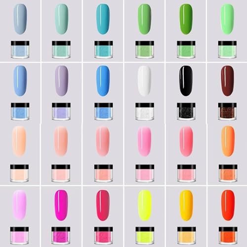 24 Color Acrylic Nail Powder Set - L-Bulice DIY Nail Art Design Kit for 3D Sculpture, French Nail Extension, Gift for Women Avelisse
