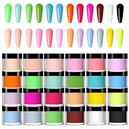 24 Color Acrylic Nail Powder Set - L-Bulice DIY Nail Art Design Kit for 3D Sculpture, French Nail Extension, Gift for Women Avelisse