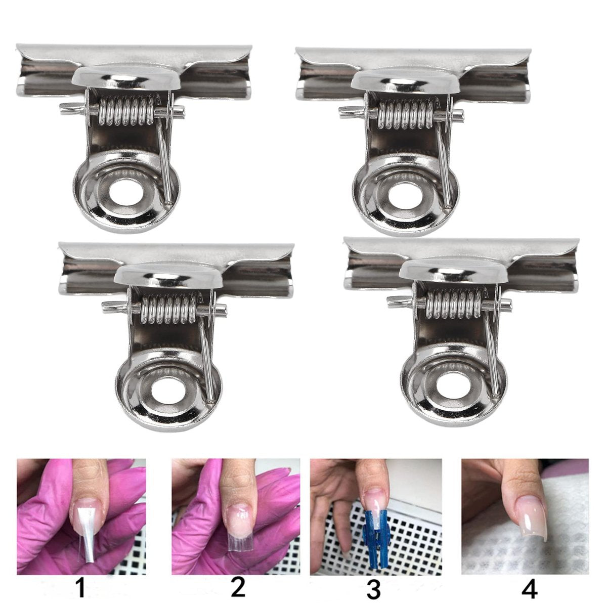 10pcs Metal Nail Pinching Clips for Fiberglass Extension Fixation - Professional Nail Art C Clamps - görsel 3