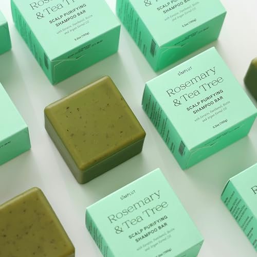 SIMPLUT Rosemary & Tea Tree Shampoo Bar – Biotin & Keratin Infused Solid Shampoo for Clarifying Scalp Care – Volumizing & Thickening Formula – Sulfate Free, pH Balanced Avelisse
