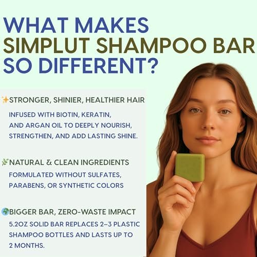 SIMPLUT Rosemary & Tea Tree Shampoo Bar – Biotin & Keratin Infused Solid Shampoo for Clarifying Scalp Care – Volumizing & Thickening Formula – Sulfate Free, pH Balanced Avelisse
