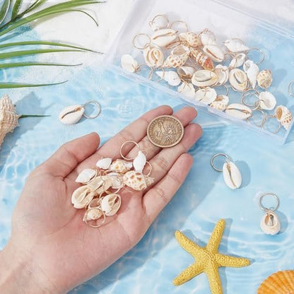 PLIGREAT 60 Pcs Seashell Conch Dreadlock Rings Charms - Vintage Hair Braiding Decor for Women Men