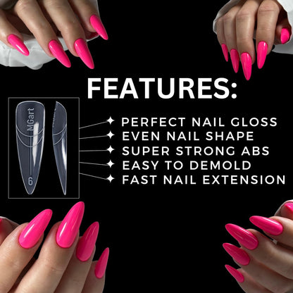 MGART Dual Nail Forms ALMOND Extension Structure Poly Gel Nail Forms Full Cover Molds 12 Sizes for Solid Gel Glue Art Design Salon & DIY Avelisse
