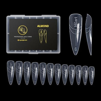 MGART Dual Nail Forms ALMOND Extension Structure Poly Gel Nail Forms Full Cover Molds 12 Sizes for Solid Gel Glue Art Design Salon & DIY Avelisse