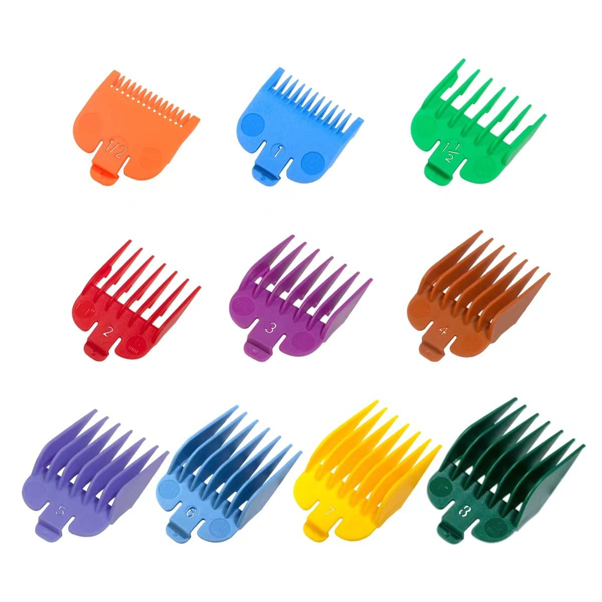 Color Coded Clipper Guards Set Compatible with Most Wahl Clippers - 10 Piece, 1/16" to 1" - görsel 1