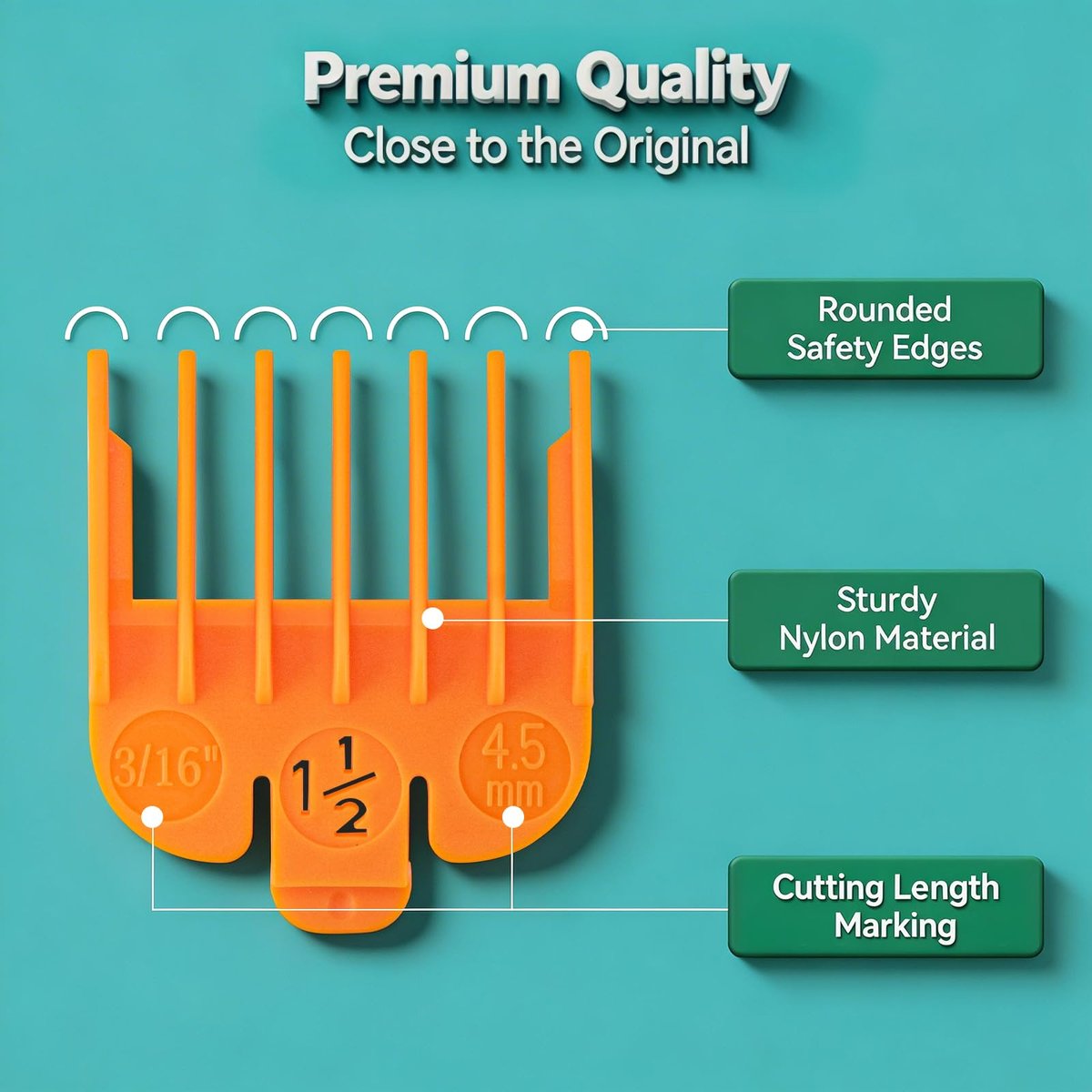 Color Coded Clipper Guards Set Compatible with Most Wahl Clippers - 10 Piece, 1/16" to 1" - görsel 7