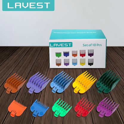 Color Coded Clipper Guards Set Compatible with Most Wahl Clippers - 10 Piece, 1/16" to 1"