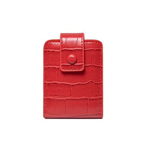 Red PU Leather Lipstick Case with Mirror – Portable Travel Makeup Pouch for 3 Lipsticks - görsel 2