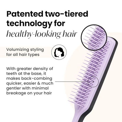 Tangle Teezer The Ultimate Volumizer Comb – Teasing Comb with Two-Tiered Teeth for Volume & Texture, All Hair Types, Lilac & Black Avelisse