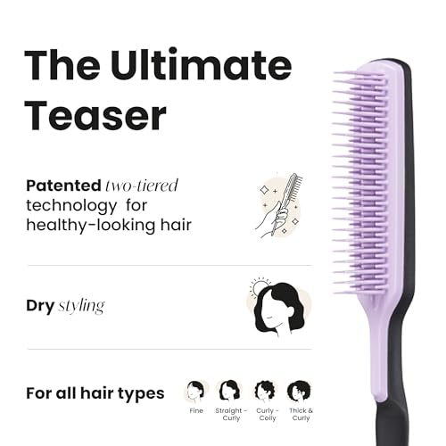 Tangle Teezer The Ultimate Volumizer Comb – Teasing Comb with Two-Tiered Teeth for Volume & Texture, All Hair Types, Lilac & Black Avelisse