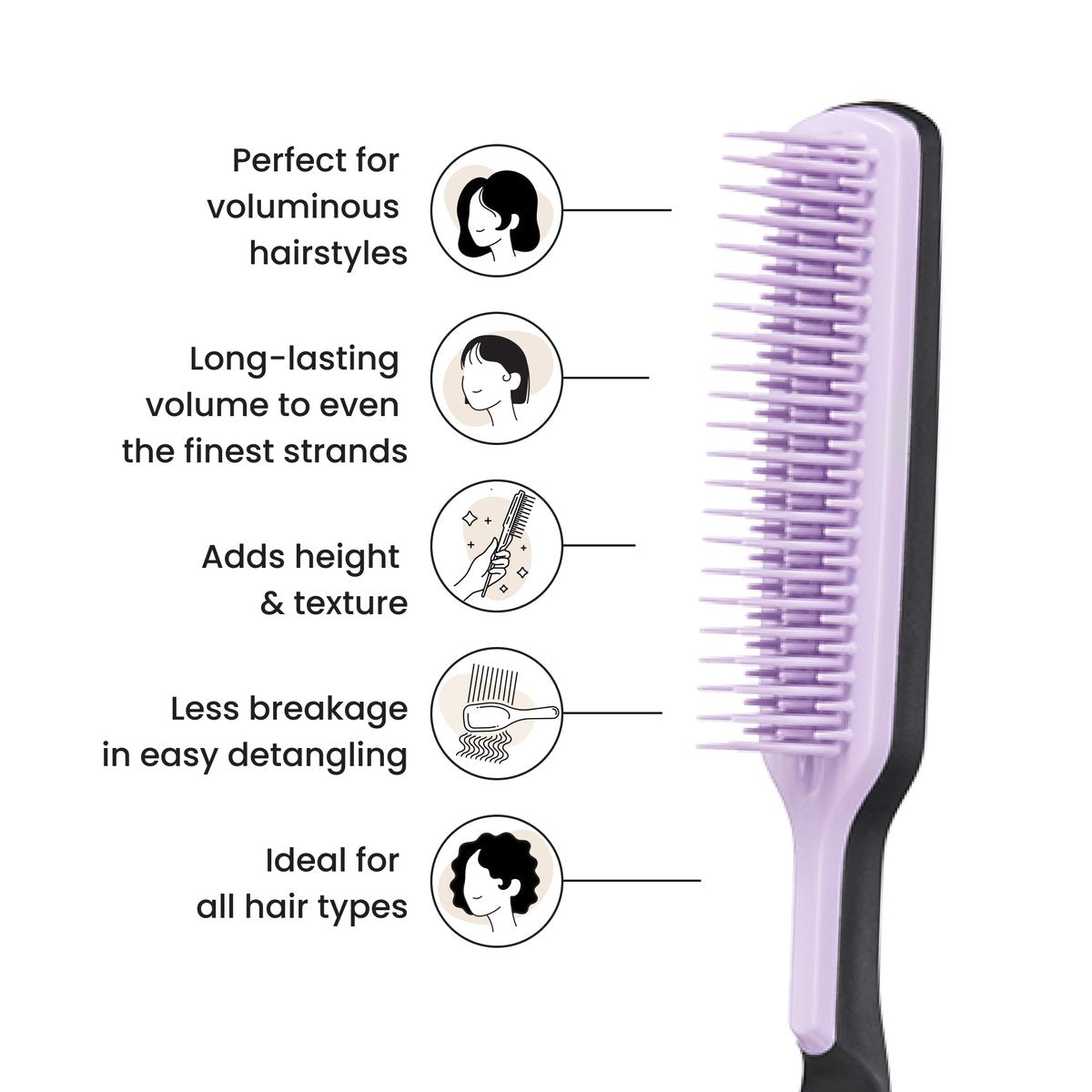 Tangle Teezer The Ultimate Volumizer Comb – Teasing Comb with Two-Tiered Teeth for Volume & Texture, All Hair Types, Lilac & Black Avelisse