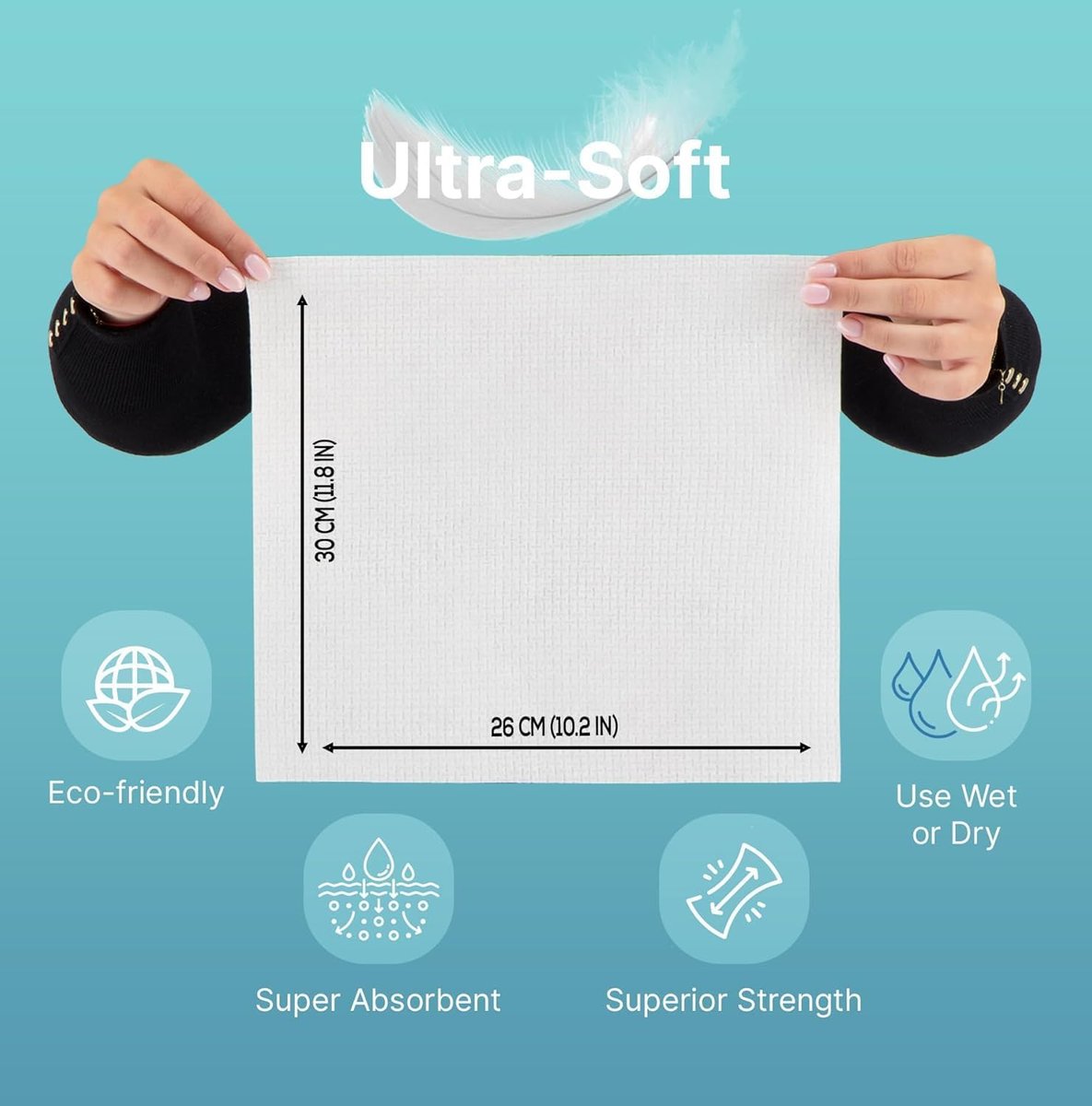 Nat.&Co. Derma Care Pro 100% USDA Biobased Material - Professional Grade Extra Large Face Towels - Bio-Based Towel, Makeup Remover Dry Wipes, Facial Wash Cloths for Sensitive and Clean Skin - 50 Count - görsel 11