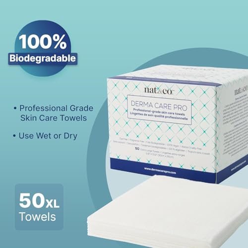 Nat.&Co. Derma Care Pro 100% USDA Biobased Material - Professional Grade Extra Large Face Towels - Bio-Based Towel, Makeup Remover Dry Wipes, Facial Wash Cloths for Sensitive and Clean Skin - 50 Count - görsel 14