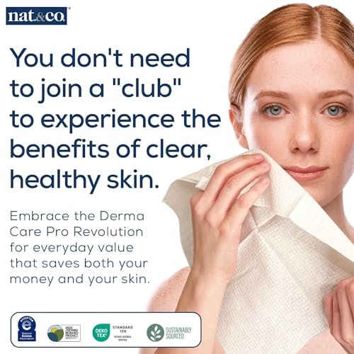 Nat.&Co. Derma Care Pro 100% USDA Biobased Material - Professional Grade Extra Large Face Towels - Bio-Based Towel, Makeup Remover Dry Wipes, Facial Wash Cloths for Sensitive and Clean Skin - 50 Count - görsel 6