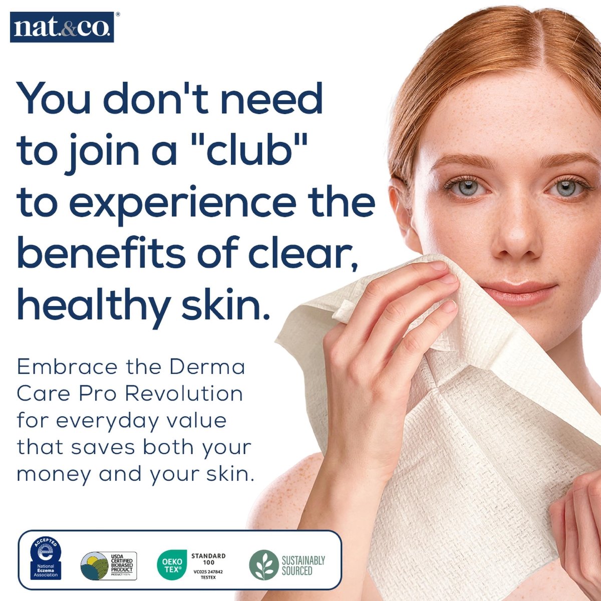 Nat.&Co. Derma Care Pro 100% USDA Biobased Material - Professional Grade Extra Large Face Towels - Bio-Based Towel, Makeup Remover Dry Wipes, Facial Wash Cloths for Sensitive and Clean Skin - 50 Count - görsel 5