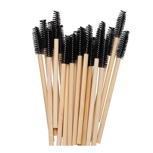 100-Pack Bamboo Handle Disposable Eyelash Brushes - Eco-Friendly Mascara Wands & Lash Extension Applicators (Black) - görsel 10