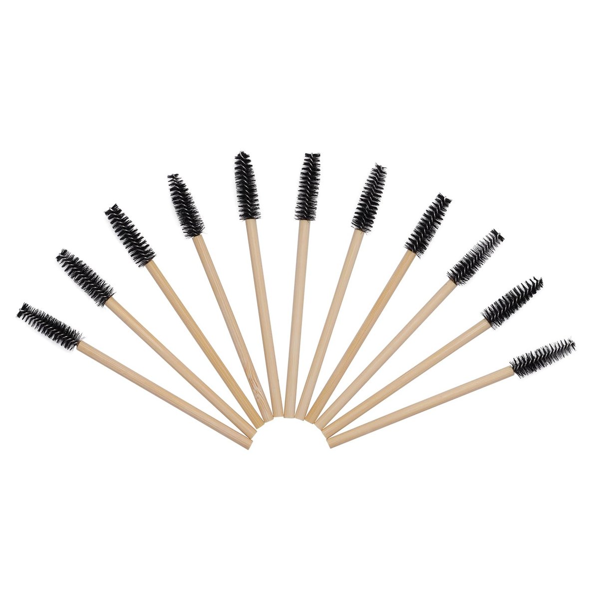 100-Pack Bamboo Handle Disposable Eyelash Brushes - Eco-Friendly Mascara Wands & Lash Extension Applicators (Black) - görsel 5