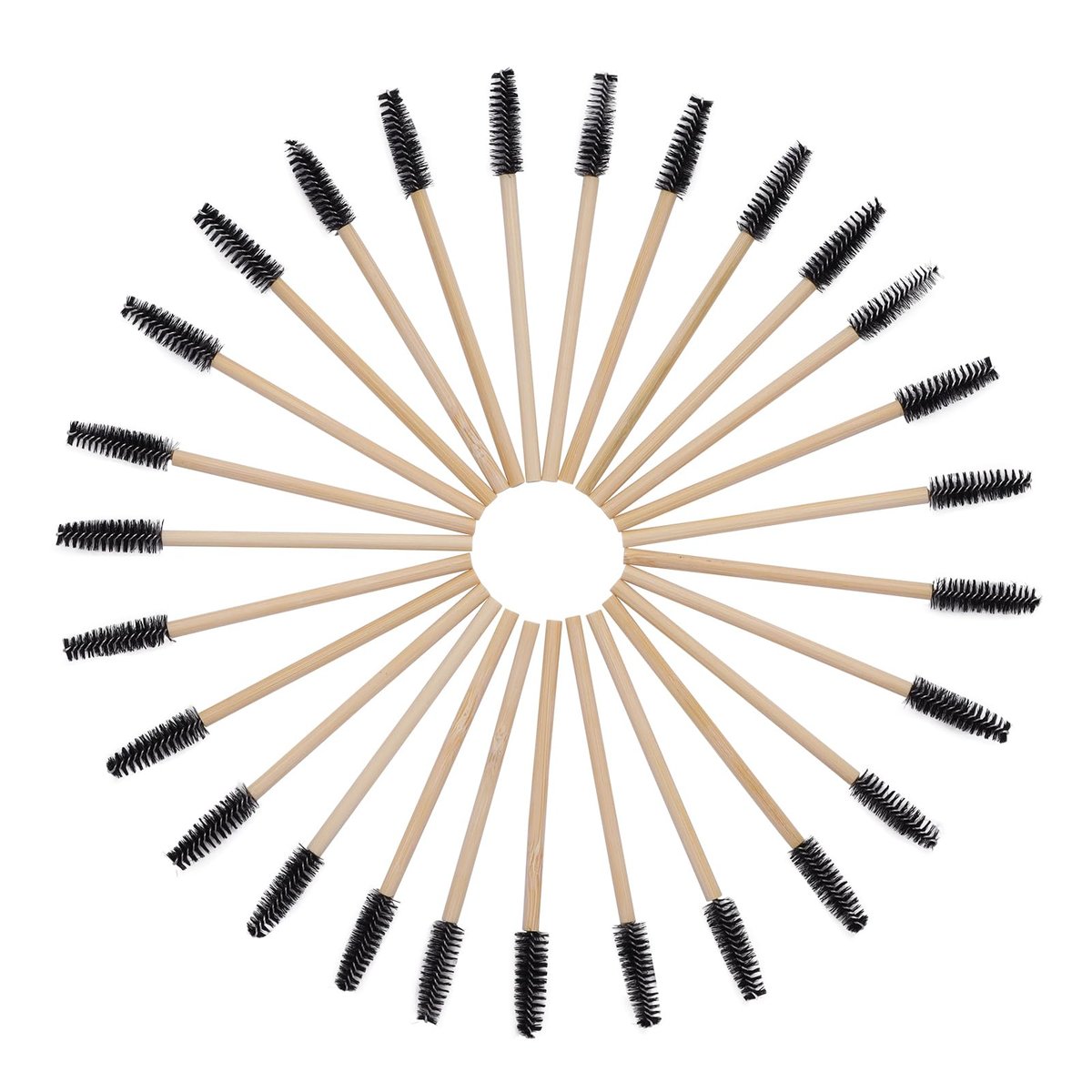 100-Pack Bamboo Handle Disposable Eyelash Brushes - Eco-Friendly Mascara Wands & Lash Extension Applicators (Black) - görsel 7