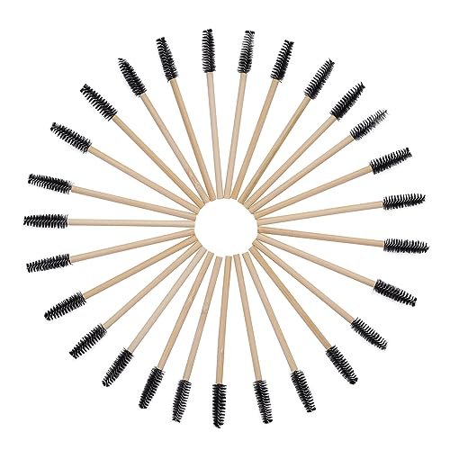 100-Pack Bamboo Handle Disposable Eyelash Brushes - Eco-Friendly Mascara Wands & Lash Extension Applicators (Black) - görsel 8