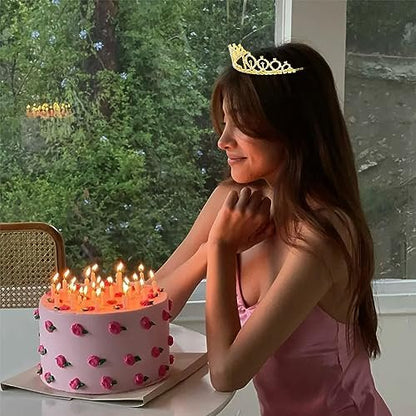 CURASA Gold 21st Birthday Crown and Sash Kit for Women – Rhinestone Tiara & Sash Set