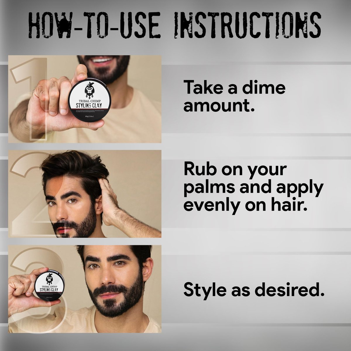 Tribal Chimp Hair Styling Clay – Super Strong Hold Matte Clay for Men & Women, Non-Sticky, Textured, Instant Volume & Thickening, Ideal for All Hair Types, Citrus Scent, 80g Avelisse