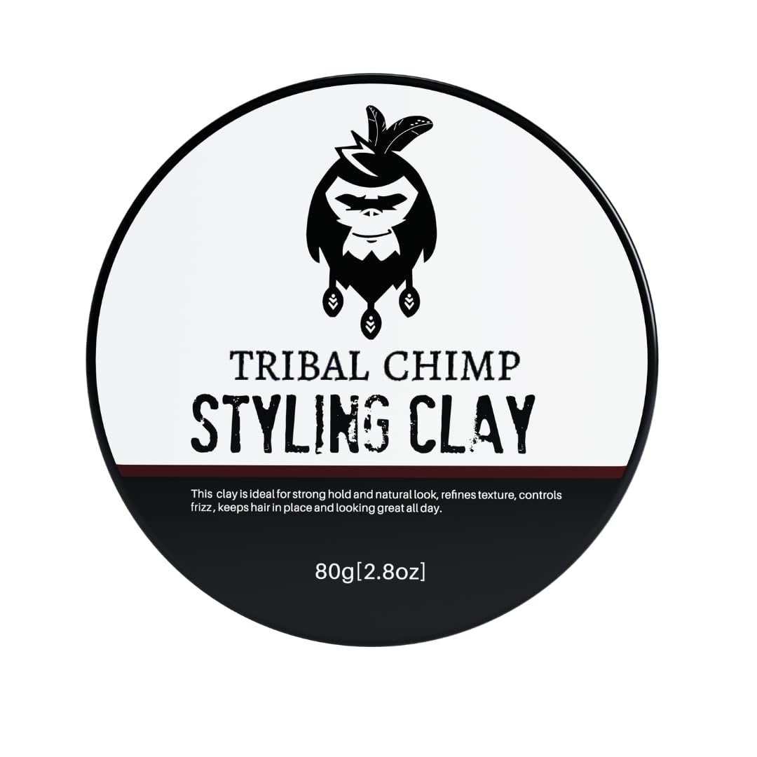 Tribal Chimp Hair Styling Clay – Super Strong Hold Matte Clay for Men & Women, Non-Sticky, Textured, Instant Volume & Thickening, Ideal for All Hair Types, Citrus Scent, 80g Avelisse
