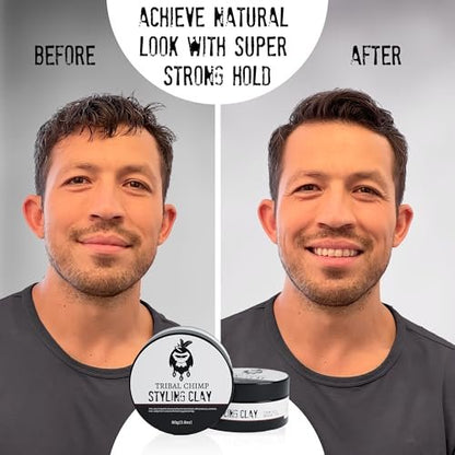 Tribal Chimp Hair Styling Clay – Super Strong Hold Matte Clay for Men & Women, Non-Sticky, Textured, Instant Volume & Thickening, Ideal for All Hair Types, Citrus Scent, 80g Avelisse