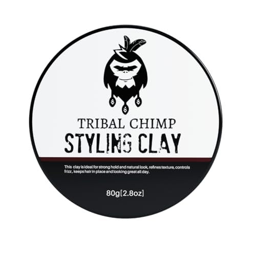 Tribal Chimp Hair Styling Clay – Super Strong Hold Matte Clay for Men & Women, Non-Sticky, Textured, Instant Volume & Thickening, Ideal for All Hair Types, Citrus Scent, 80g Avelisse