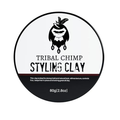 Tribal Chimp Hair Styling Clay – Super Strong Hold Matte Clay for Men & Women, Non-Sticky, Textured, Instant Volume & Thickening, Ideal for All Hair Types, Citrus Scent, 80g Avelisse