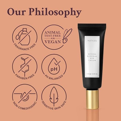MATKAS Korean Retinol Under Eye Cream for Dark Circles & Puffiness - Brightening Anti-Aging Eye Serum, 0.5 fl.oz.