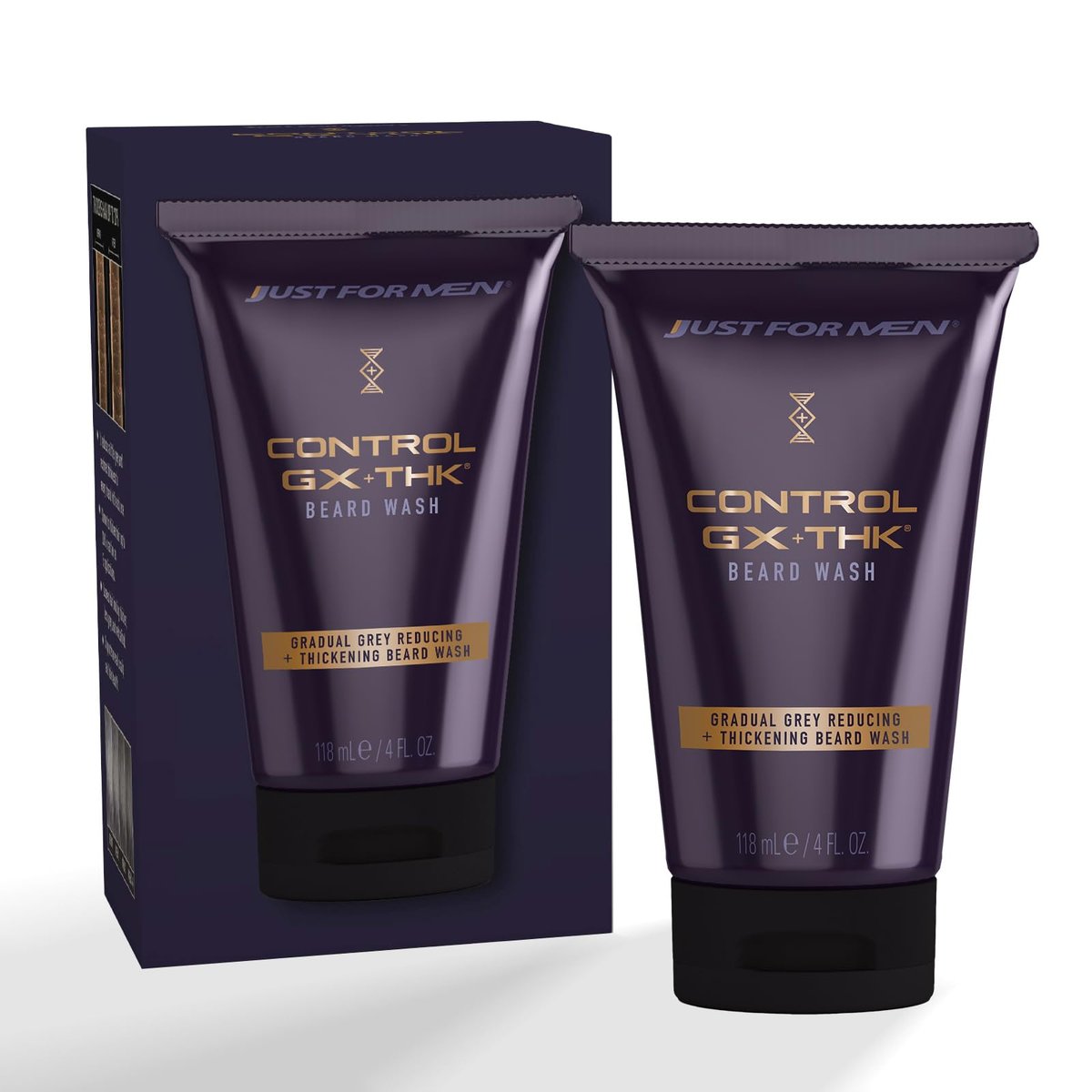 Just for Men Control GX + THK Thickening Beard Wash with Grey Reduction, Alpha Keratin Helps Beard Growth, Thickens Hair Up to 20%, Works with Every Hair Texture, 4 oz - görsel 1