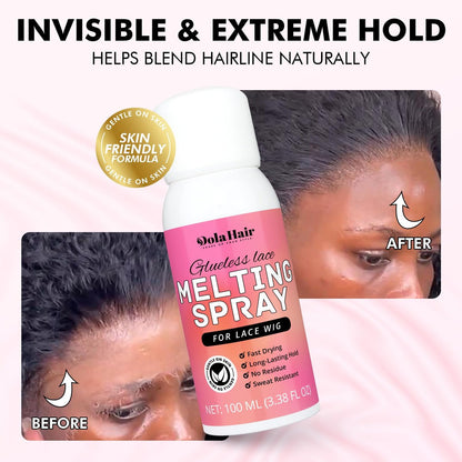 Dolahair Lace Melting Spray for Glueless Wig Hair Adhesive - Transparent, Low Viscosity Resin Bonding Spray for Wigs & Lace - 3.4 Fl Oz