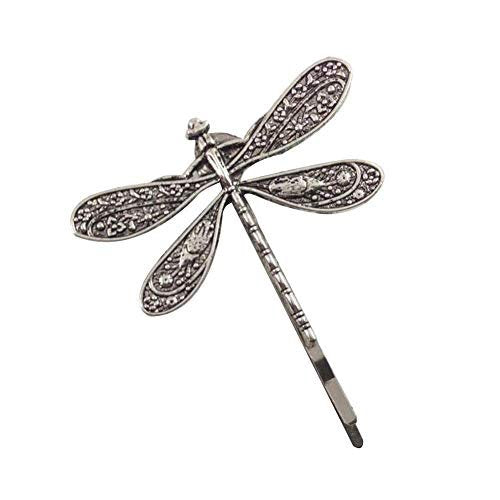 Dragonfly Hair Clip - Antique Silver Metal Hair Accessory for Women | Retro Wedding Bridal Headdress - görsel 5