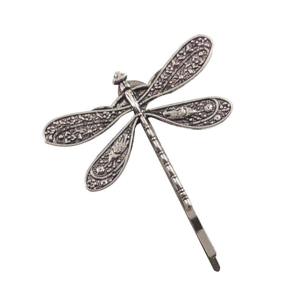 Dragonfly Hair Clip - Antique Silver Metal Hair Accessory for Women | Retro Wedding Bridal Headdress - görsel 4