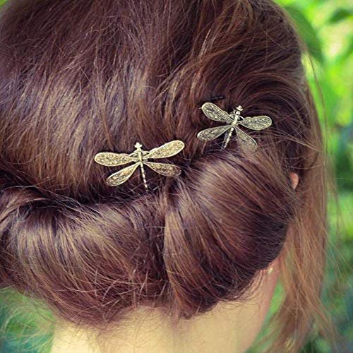 Dragonfly Hair Clip - Antique Silver Metal Hair Accessory for Women | Retro Wedding Bridal Headdress - görsel 7